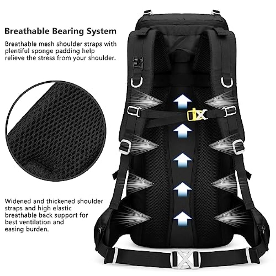 50L Hiking Backpack Men Campin - Rain Cover Backpack บทวิจารณ์และราคา