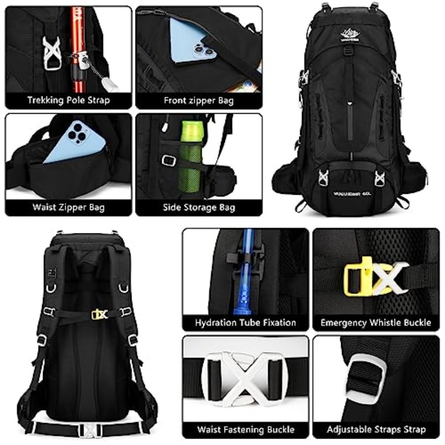 50L Hiking Backpack Men Campin - Rain Cover Backpack บทวิจารณ์และราคา