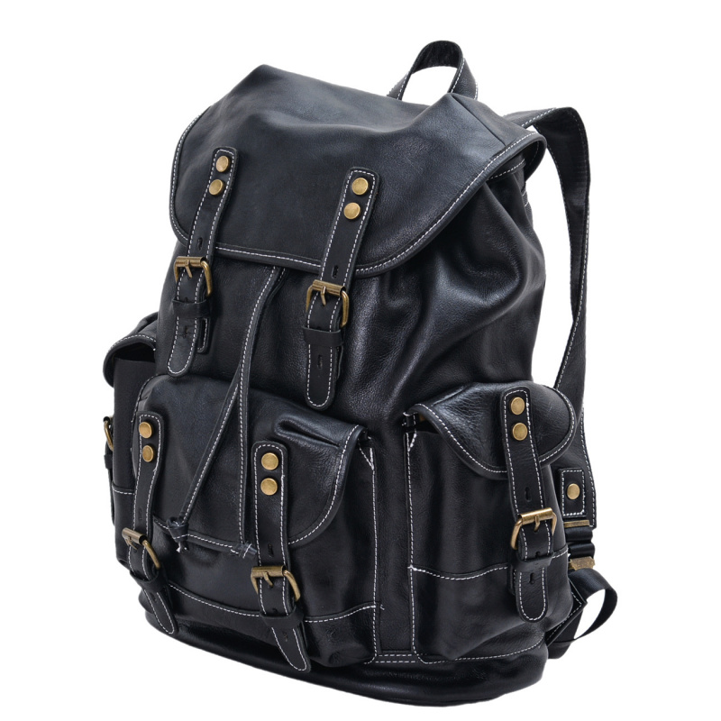 European and American vintage  - Leather Backpack Vintage บทวิจารณ์และราคา