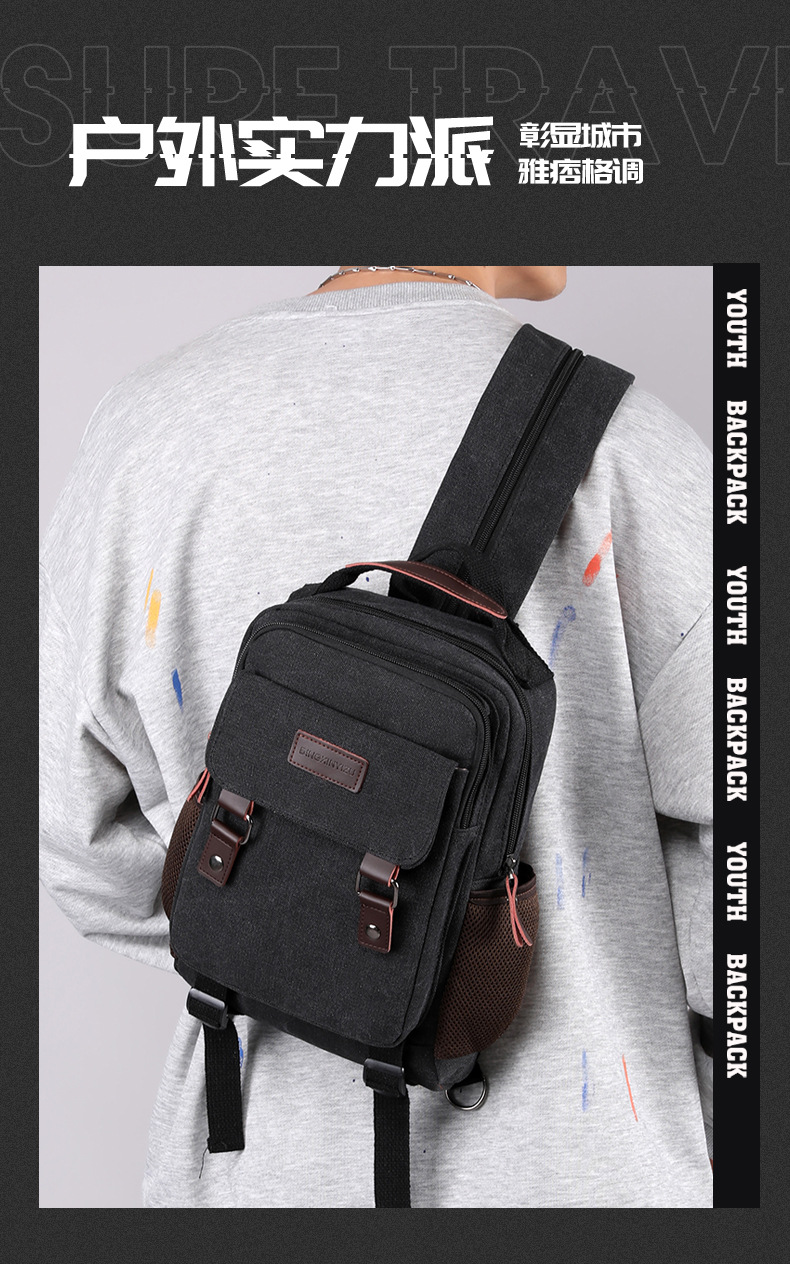 New Canvas Chest Bag Men Large - Canvas Backpack Casual บทวิจารณ์และราคา