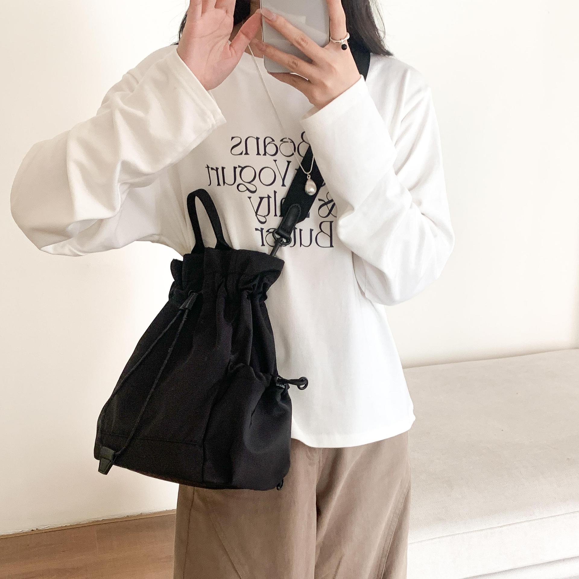 Multi-function Drawstring Buck - Canvas Backpack Casual บทวิจารณ์และราคา