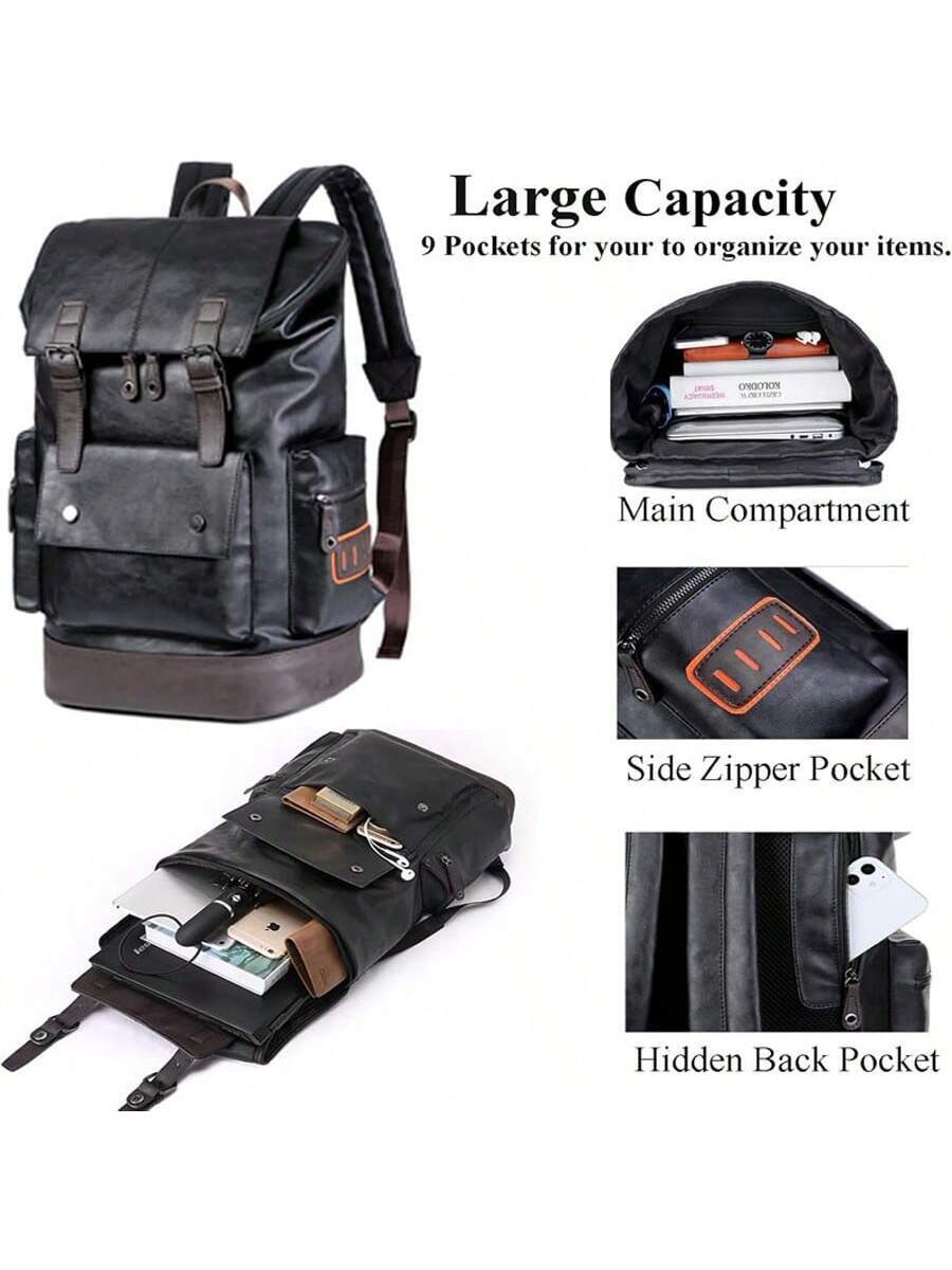 Vintage Black Leather Laptop B - Leather Backpack Vintage บทวิจารณ์และราคา