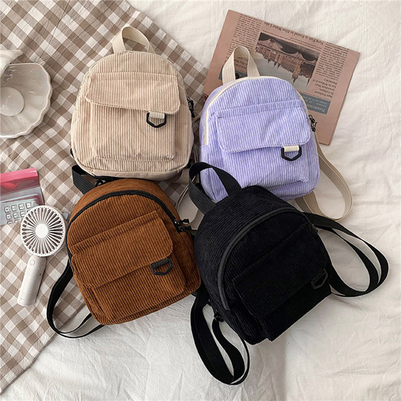 Solid Color Mini Backpack Cord - Fashion Backpack Women บทวิจารณ์และราคา