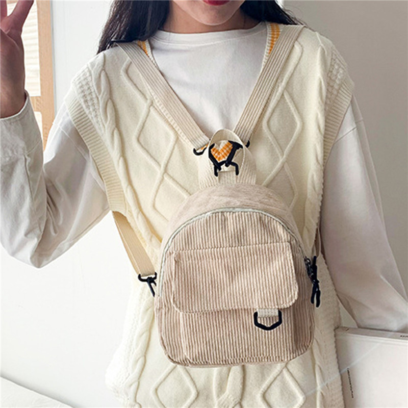 Solid Color Mini Backpack Cord - Fashion Backpack Women บทวิจารณ์และราคา