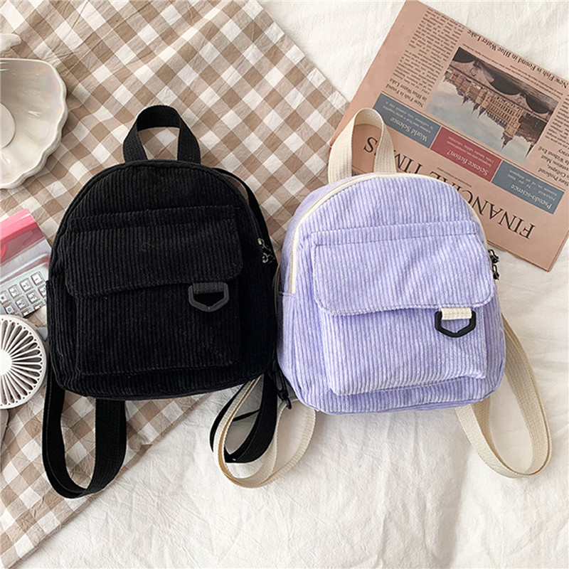 Solid Color Mini Backpack Cord - Fashion Backpack Women บทวิจารณ์และราคา