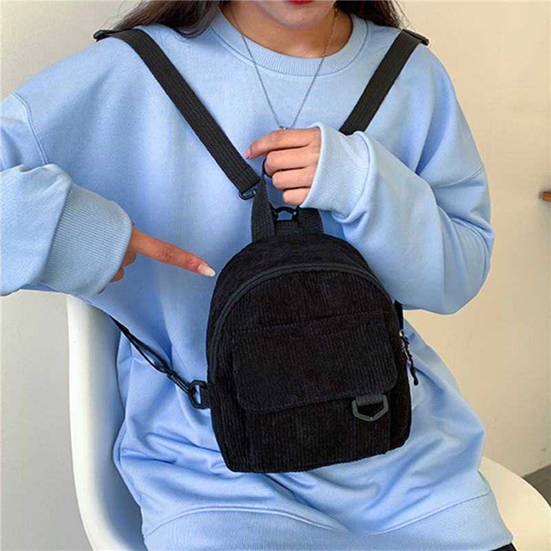 Solid Color Mini Backpack Cord - Fashion Backpack Women บทวิจารณ์และราคา