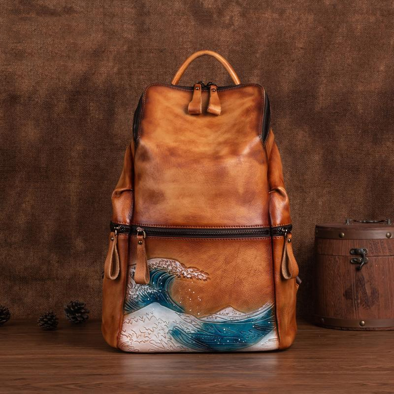 Genuine Real Soft Leather Wome - Leather Backpack Vintage บทวิจารณ์และราคา