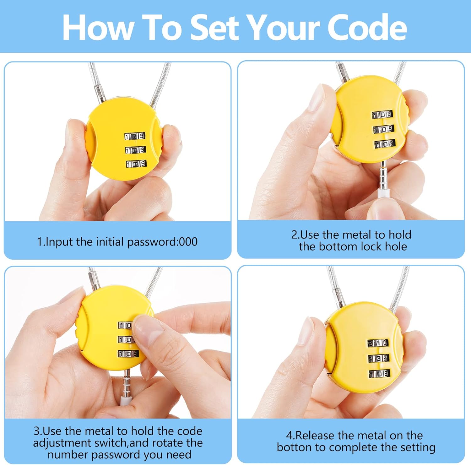 8 Pack Combination Wire Lock 3 - Backpack Lock Combo บทวิจารณ์และราคา