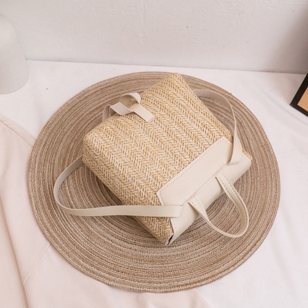 Fashion PU Leather Straw Backp - Leather Backpack Vintage บทวิจารณ์และราคา
