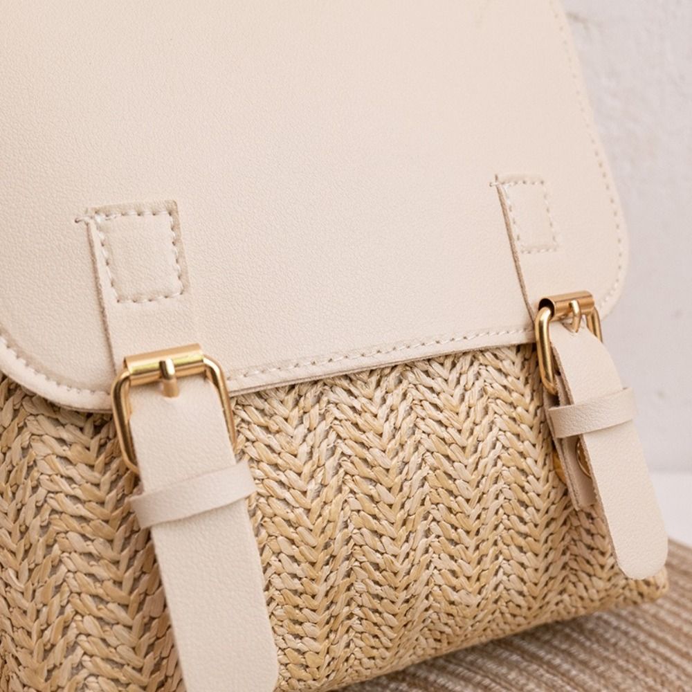 Fashion PU Leather Straw Backp - Leather Backpack Vintage บทวิจารณ์และราคา