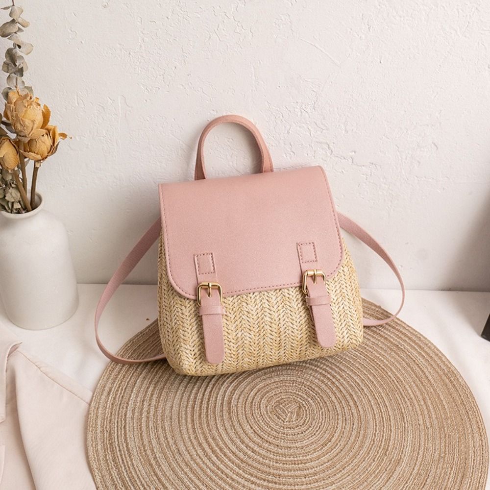 Fashion PU Leather Straw Backp - Leather Backpack Vintage บทวิจารณ์และราคา