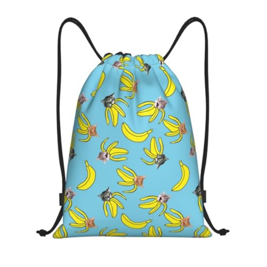 Funny Cat Banana Bananas Draws - Drawstring Gym Bag บทวิจารณ์และราคา