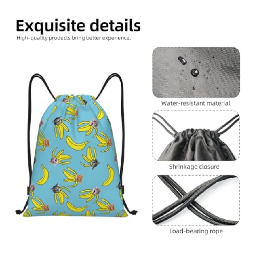 Funny Cat Banana Bananas Draws - Drawstring Gym Bag บทวิจารณ์และราคา