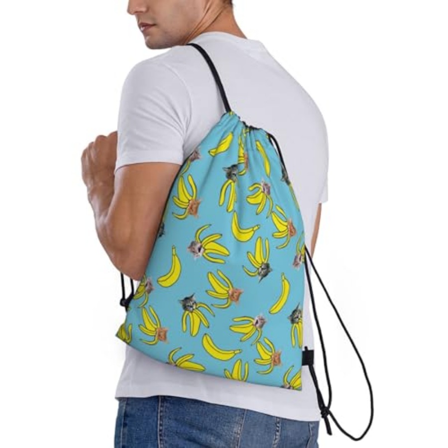 Funny Cat Banana Bananas Draws - Drawstring Gym Bag บทวิจารณ์และราคา