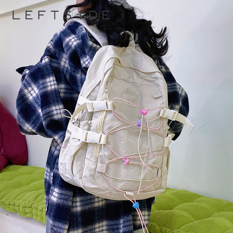 LEFTSIDE Women's Nylon Backpac - School Backpack Teen บทวิจารณ์และราคา